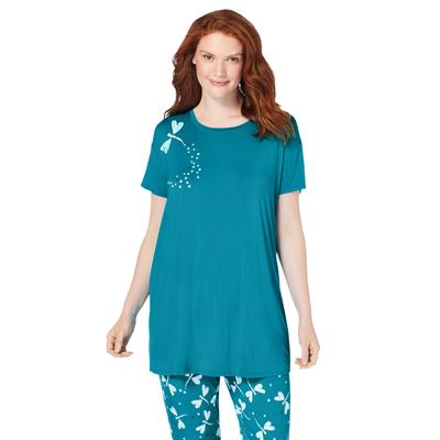Plus Size Women's Soft PJ Tunic Tee by Dreams & Co. in Dark Turq Dragonfly (Size 22 24)