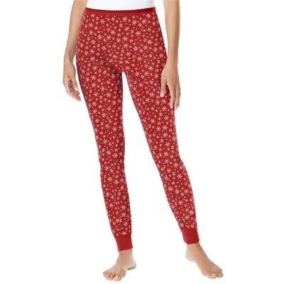 Plus Size Women's Thermal Pant by Comfort Choice in Classic Red Snow Fall (Size 5X) Long Underwear Bottoms