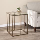Nicholance Contemporary End Table w/ Glass Top by SEI Furniture in Champagne