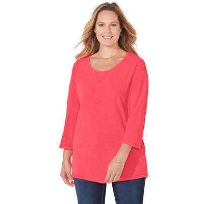 Plus Size Women's Active Slub Scoopneck Tee by Catherines in Pink Sunset (Size 0X)