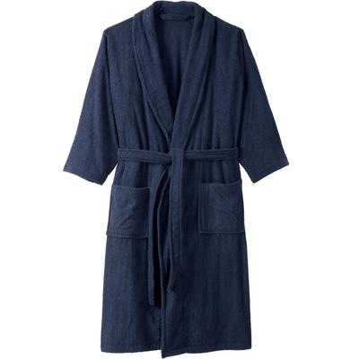 Men's Big & Tall Terry Bathrobe with Pockets by KingSize in Navy (Size M/L)