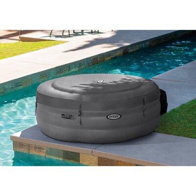 Intex Simple Spa 100-Jet Inflatable Hot Tub w/ Filter Pump & Cover Vinyl/PVC in Gray | 26 H x 77 W x 77 D in | Wayfair 28481E