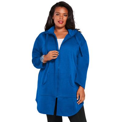 Plus Size Women's Fleece Zip Hoodie Jacket by Roaman's in Vivid Blue (Size L)
