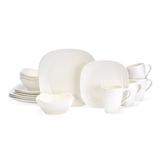 Mikasa Swirl Square Graphite 16 Piece Dinnerware Set, Service for 4 Ceramic/Earthenware/Stoneware in White | Wayfair 5138525