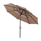 Arlmont & Co. 10Ft Alu Triple Top Auto-Tilt Market Patio Umbrella Metal in Brown | Wayfair 82B3F551990F4DDDA1B2546B72FE16B7