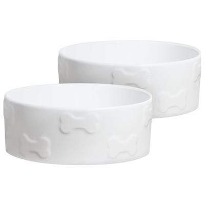 Set Of Two Large Manor White Pet Dog Bowls by Park Life Designs in White