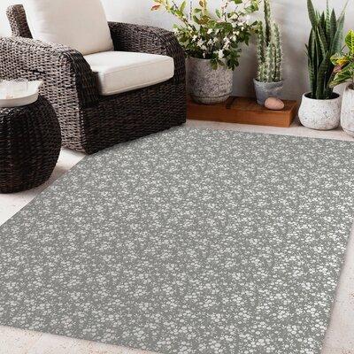 Gray/White 96 x 0.08 in Area Rug - Winston Porter Antrese Floral Indoor/Outdoor Area Rug Polyester | 96 W x 0.08 D in | Wayfair