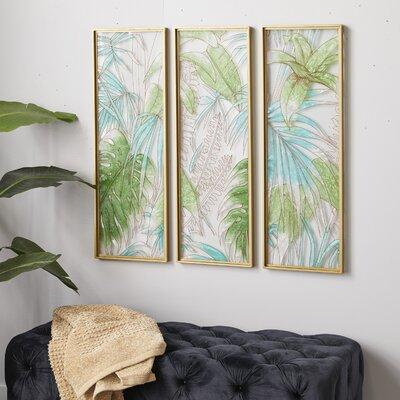 Cosmoliving By Cosmopolitan Set Of 3 Glass Wall Decor Glass in Green | 35.5 H x 12 W x 1 D in | Wayfair 75070