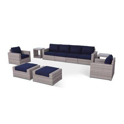 Wade Logan® Ollinger 10 Piece Rattan Sofa Seating Group w  Cushions Synthetic Wicker All - Weather Wicker Olefin Fabric Included Wicker Rattan