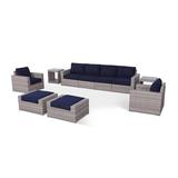 Wade Logan® Ollinger 10 Piece Rattan Sofa Seating Group w/ Cushions Synthetic Wicker/All - Weather Wicker/Olefin Fabric Included/Wicker/Rattan