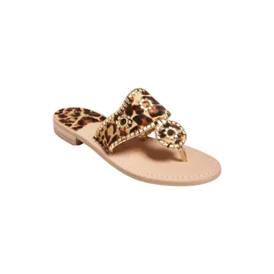 Jack Rogers Leopard/Gold Haircalf Jacks Flat Sandals