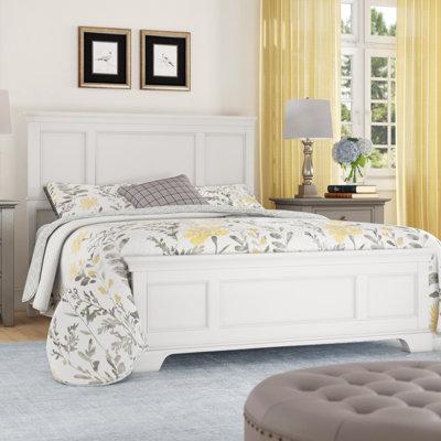 Red Barrel Studio® Auriel Solid Wood Low Profile Standard Bed Wood in White | 52 H x 64.75 W x 87 D in | Wayfair 4E15D02CD5FC40708CBA0F086C0FF113