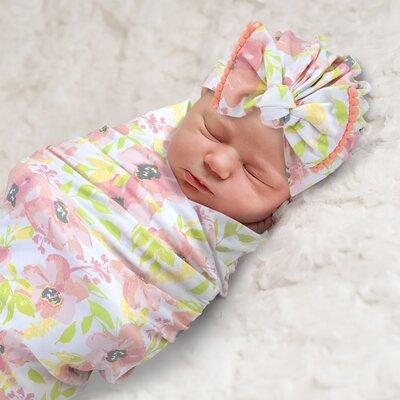 Baby Essentials Soft Floral Cotton Blend Swaddle Blanket Cotton Blend in Blue/Green/Red | 40 H x 35 W in | Wayfair 70308