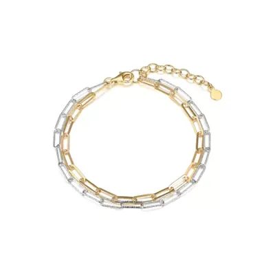 PAJ Gold Plated 925 Sterling Silver Double Link Paper Clip Bracelet