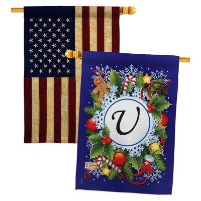 Breeze Decor Winter W Initial House Flags Pack Wonderland Yard Banner 28 X 40 Inches Double-Sided Decorative Home Decor, Size 40.0 H x 28.0 W in