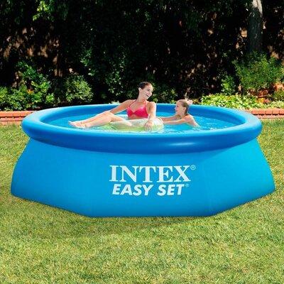 Intex 2.5 ft H x 8 ft W Plastic Inflatable Pool Plastic in Blue/Gray | 30 H x 96 W in | Wayfair 28110E + 28603EG