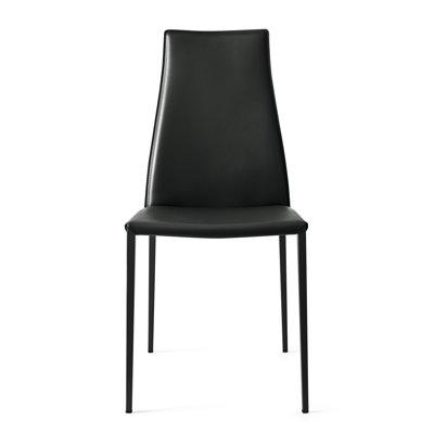 Calligaris Aida Dining Chair w/ Metal Frame Upholstered/Metal/Genuine Leather in Black | 37.25 H x 17.75 W x 22.13 D in | Wayfair
