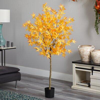 The Holiday Aisle® Autumn Ficus Fall Tree -Piece 60 inch Artificial Ficus Tree in Free Standing Set in Red | 60 H x 19 W x 12 D in | Wayfair