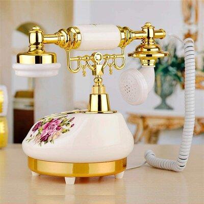 Rosdorf Park Vintage Rotary Handset Decorative Telephone in Yellow, Size 6.88 H x 7.67 W x 9.84 D in | Wayfair 211A84B8AA0944988C0C87C3A26BB047