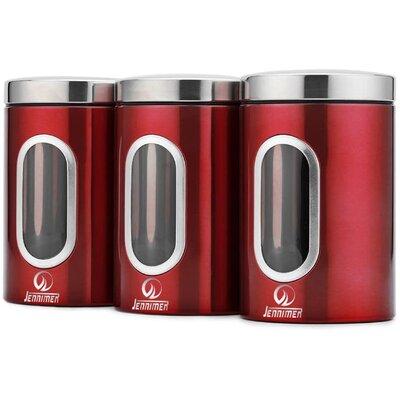GuangMing 4 Piece Kitchen Canister Set Metal in Red, Size 6.5 H x 4.3 W x 4.3 D in | Wayfair ZJWL4055ce2