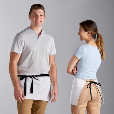 Choice White Waist Apron with Black Webbing and 3 Pockets - 12