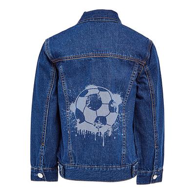 HighFive Crew Boys' Denim Jackets Blue - Blue Washed Football Back Denim Jacket - Toddler & Boys