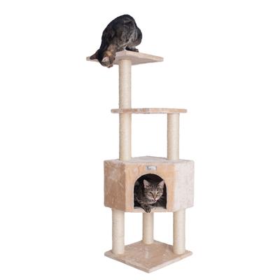 Gleepet 48" Real Wood Cat Tree With Perch And Playhouse by Armarkat in Beige