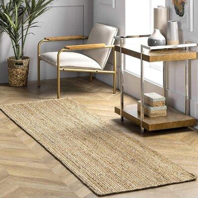 Brown/White Area Rug - Rosecliff Heights Poitras Handmade Braided Jute/Sisal Natural Area Rug in Brown/White, Size 30.0 W x 0.5 D in | Wayfair