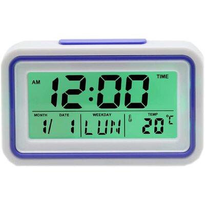 Orren Ellis Spanish Talking Alarm Clock w/ Date, Day & Temperature, For Low Vision Or Blind Plastic/Acrylic in Gray/Green/Blue | Wayfair