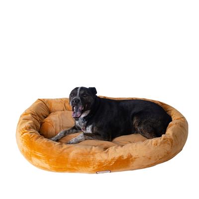 Bolstered Pet Bed and Mat, ultra-soft Dog Bed, Brown, Large by Armarkat in Brown