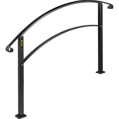 VEVOR Iron Step Handrail Stair Railing 1-3 Steps Adjustable Handrail Matte Black Metal, Size 41.7 H x 60.0 W x 3.9 D in | Wayfair