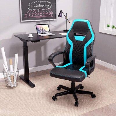 Speedpoly Gaming Chair Computer Chair, Game Chair Computer Desk Chair w/ Headrest,Lumbar Support Height Adjustable in Blue/Black | Wayfair