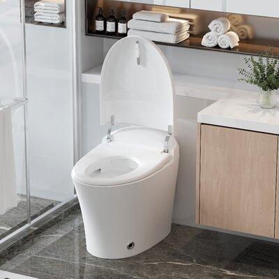 MOHOME Metis Tankless Elongated Smart Toilet, Auto/Foot Flush, Heated Seat, One Piece Toilet, No Bidet in White | Wayfair T-010S