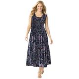 Plus Size Women's Pintucked Sleeveless Dress by Woman Within in Black Paisley (Size 3X)