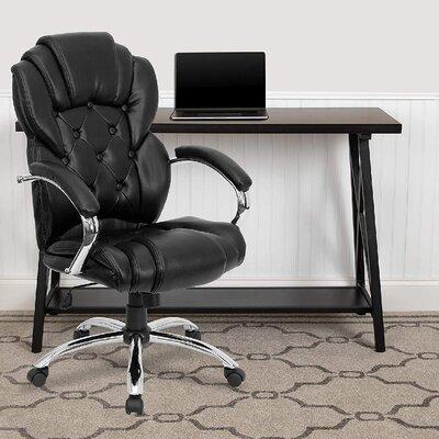 Speedpoly Faux Leather Executive Chair Aluminum/Upholstered in Black/Gray, Size 47.0 H x 26.25 W x 30.0 D in | Wayfair LYC10ZKHA3NCD44FT