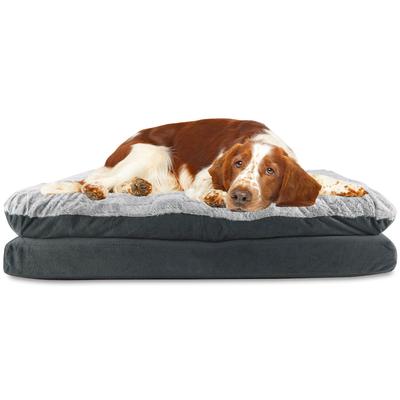 Canine Creations Pillow Topper Rectangle Pet Bed, 40" x 30" - Charcoal Gray