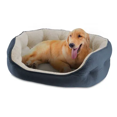 Canine Creations Cozy Oval Round Cuddler Pet Bed, 33" x 27" - Blue