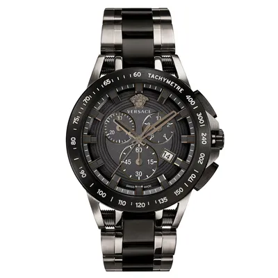 Men's Sport Tech Grey/Black Stainless Steel Bracelet Watch, 45mm