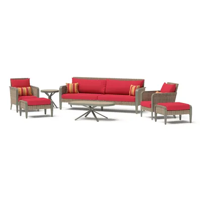 Grantina 7-Piece Sofa & Club Chair Set - Sunset Red