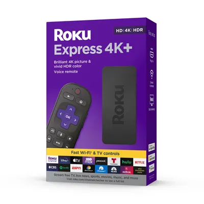 Roku Express 4K+ Streaming Player 4K/HD/HDR with Smooth Wi-Fi, Premium HDMI Cable, Voice Remote | 2021