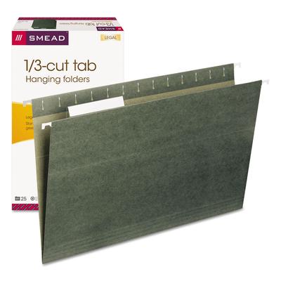 Smead 1/3 Tab Hanging File Folders, Green (Legal)