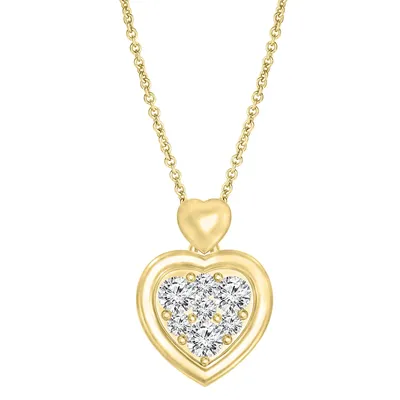 0.145 CT. T.W. Diamond Heart Pendant in 14k Yellow Gold