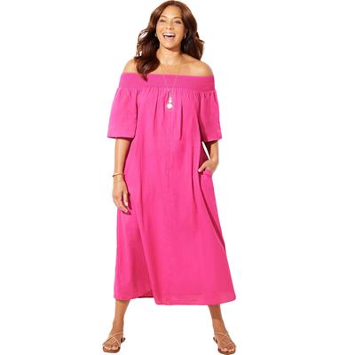 Plus Size Women's Amanda Smocked Bandeau Maxi Dress by Swimsuits For All in Bright Berry (Size 10/12)