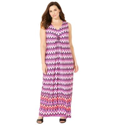 Plus Size Women's Medallion Maxi Dress by Catherines in Pink Burst Ombre Border (Size 5X)