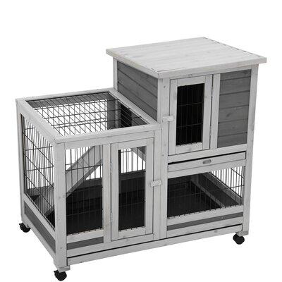 Tucker Murphy Pet™ 37 Inch Wood Rabbit Hutch Rabbit Cage Bunny Hutch Rolling Large Bunny Cage Indoor Outdoor Two Story Guinea Pig Hamster Hutch Rabbit House w/ Wheels