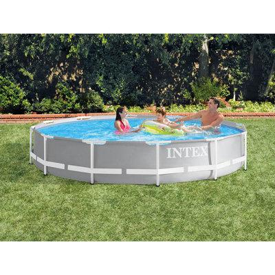 Intex 26711EH 12ft x 30in Prism Above Ground Pool Set w/Cover & Maintenance Kit Plastic in Gray | 30 H x 144 W x 144 D in | Wayfair