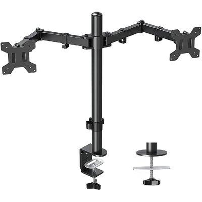 zhutreas Dual Monitor Fits 13-32 Inch/19.8Lbs Each LCD Screen, Computer Monitor Desk, Articulating Monitor Arm, Size 20.0 H x 25.0 W x 9.88 D in