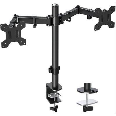 zhutreas Dual Monitor Desk Mount, Fully Adjustable Dual Monitor Arm For 2 Max 32 Inch Computer Screens Up To 19.8Lbs in Black | Wayfair
