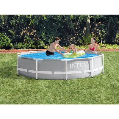 Intex 10 Foot x 30 Inches Pool w/10-Foot Round Above Ground Pool Cover Plastic | 30 H x 120 W x 120 D in | Wayfair 26701EH + 28030E