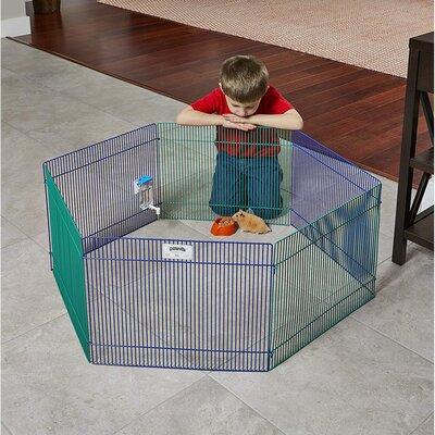 Midwest Homes for Pets Small Animal Pet Playpen/Exercise Pen Metal (provides the best ventilation) in Blue/Green | 15 H x 19 W x 49 D in | Wayfair